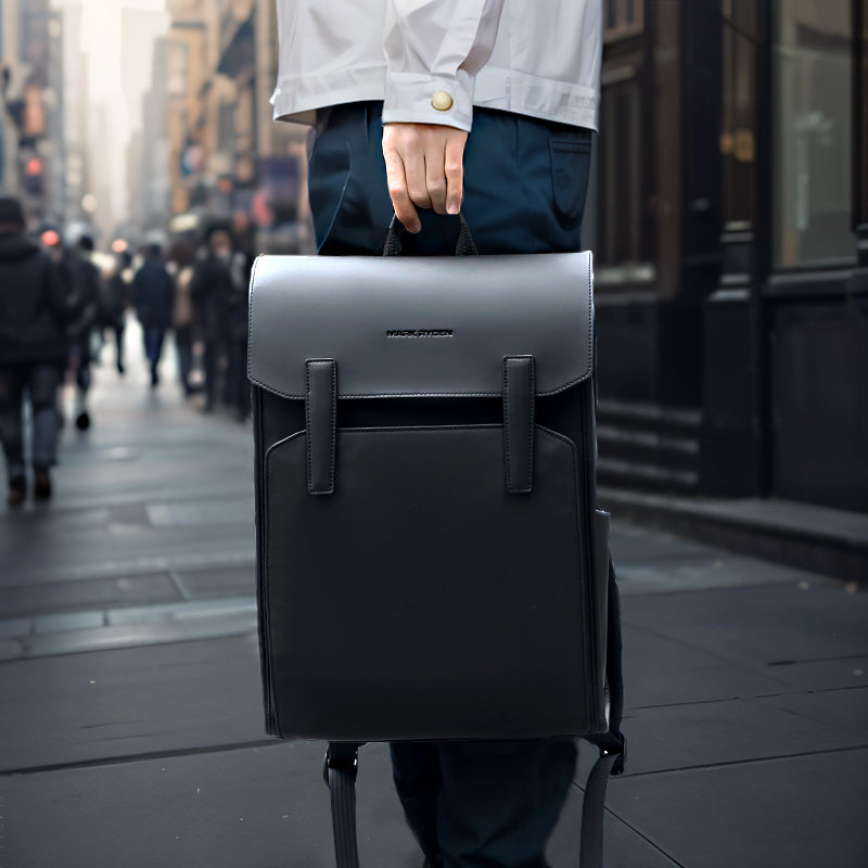 MUKE III: School Style Classic Business Work Black Oxford Backpack